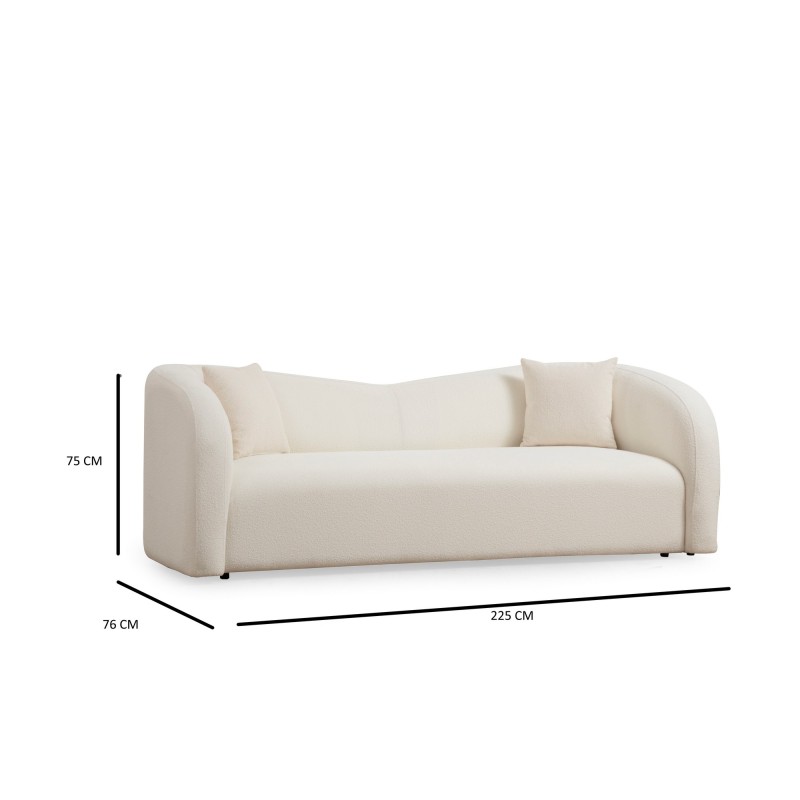 Καναπές Τριθέσιος  225x76x75εκ Asos Χρώμα Cream