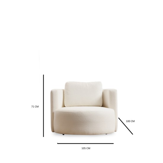 Πολυθρόνα 105x71x100εκ Asos Χρώμα Cream Πολυθρόνα 105x71x100εκ Asos Χρώμα Cream