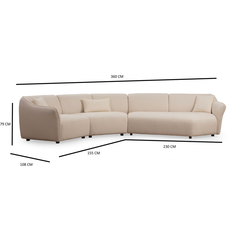Corner Sofa Mentıs Corner 5 (L1+Cx+2Xr) Cream