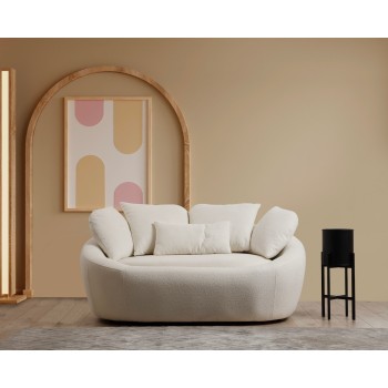 Διθέσιος Καναπές - Midye - Love Seat - Χρώμα Cream - 155x120x67εκ