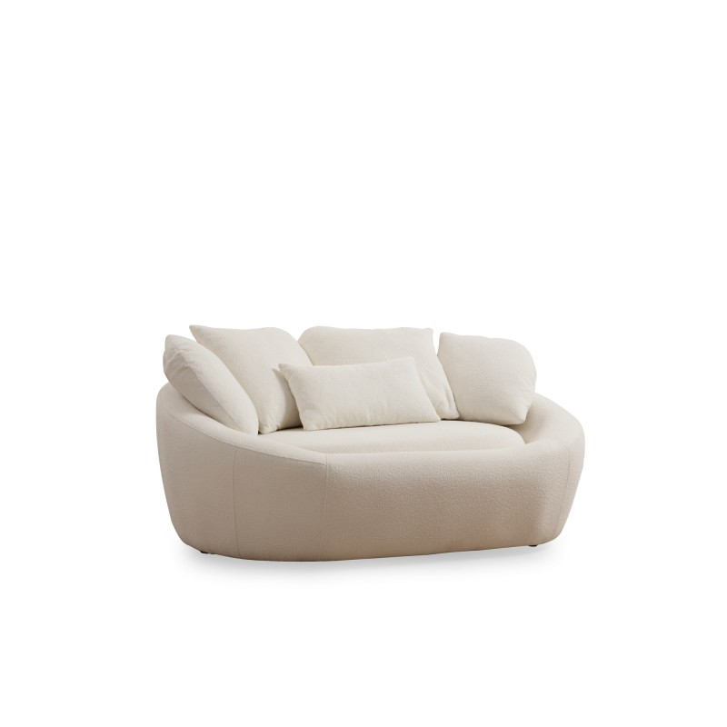 Διθέσιος Καναπές - Midye - Love Seat - Χρώμα Cream - 155x120x67εκ