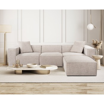Corner Sofa Lora (L1-O1-1R-POUFFE ) - Mocha Mocha