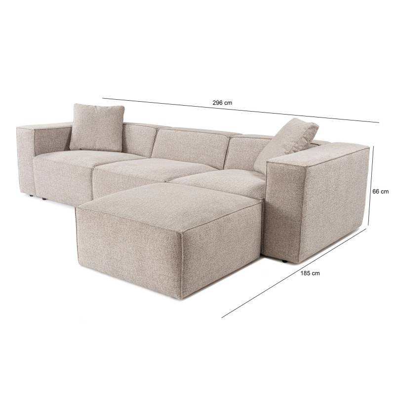 Corner Sofa Lora (L1-O1-1R-POUFFE ) - Mocha Mocha
