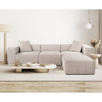 Corner Sofa Lora (L1-O1-1R-POUFFE ) - Mocha Mocha