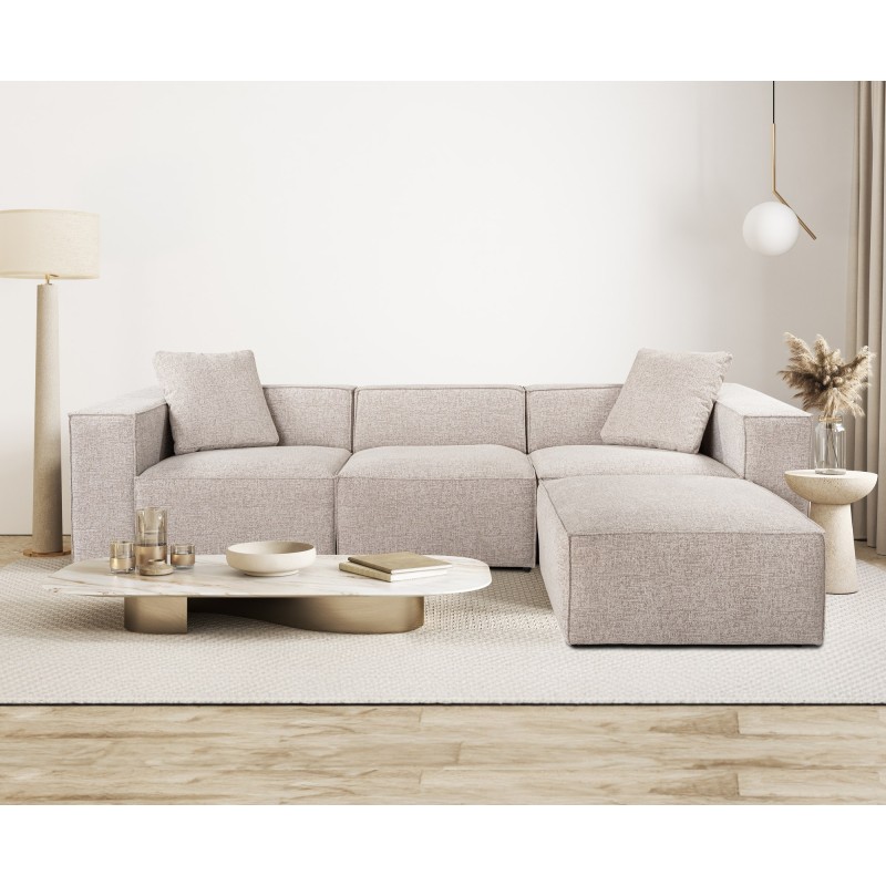 Corner Sofa Lora (L1-O1-1R-POUFFE ) - Mocha Mocha