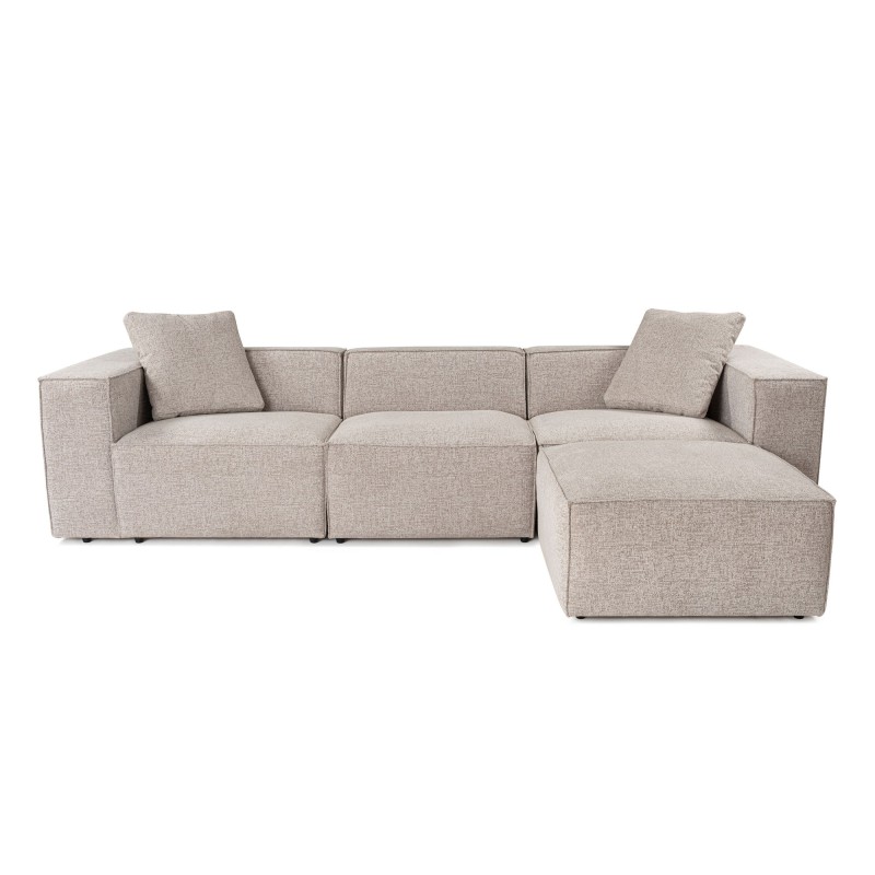 Corner Sofa Lora (L1-O1-1R-POUFFE ) - Mocha Mocha