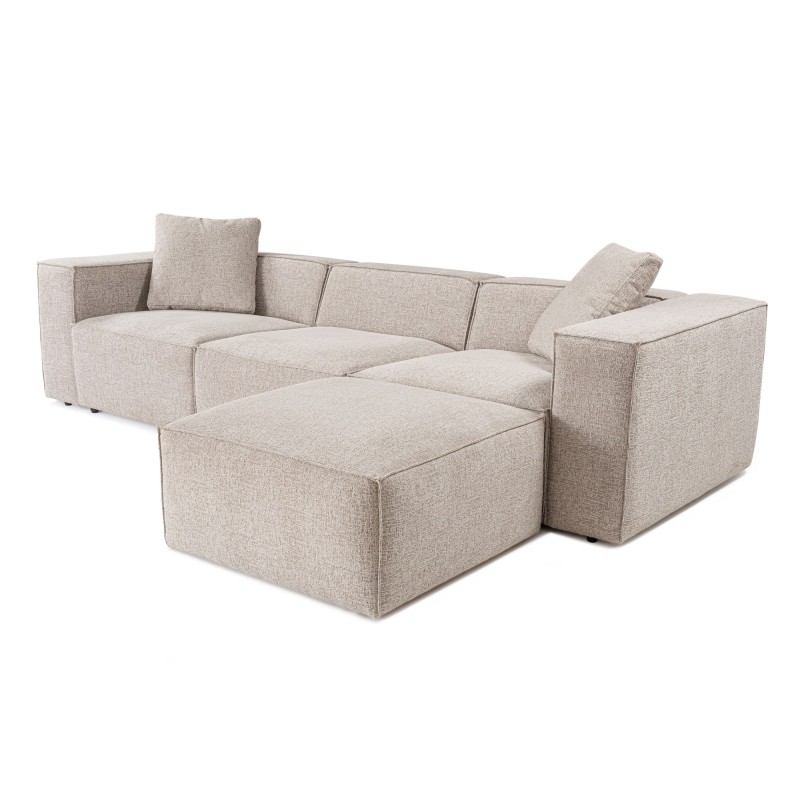 Corner Sofa Lora (L1-O1-1R-POUFFE ) - Mocha Mocha