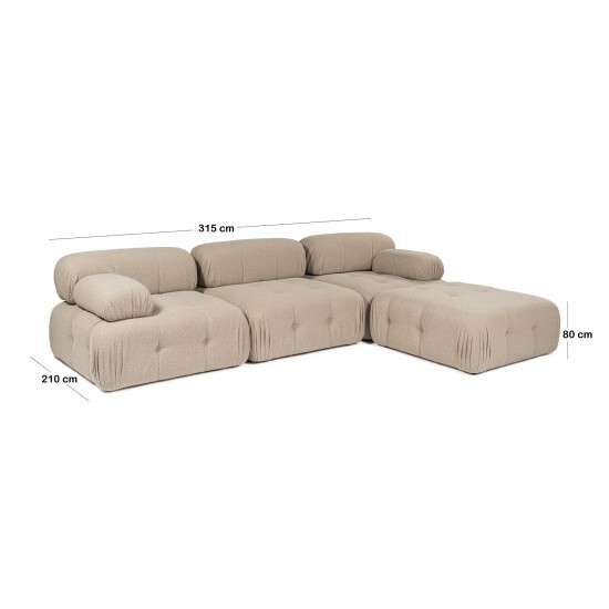 Corner Sofa Doblo 3 Seater with Pouffe ( L1-O1-1R-Pouffe) - Peach Peach Corner Sofa Doblo 3 Seater with Pouffe ( L1-O1-1R-Pouffe) - Peach Peach