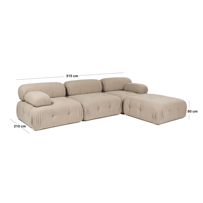 Γωνιακός Καναπές  Doblo με Πουφ ( L1-O1-1R-Pouffe) - Χρώμα Peach - 300x200x80εκ