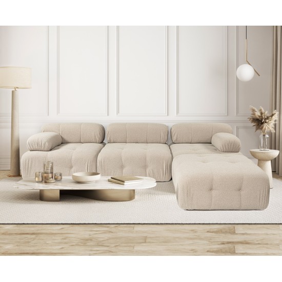 Corner Sofa Doblo 3 Seater with Pouffe ( L1-O1-1R-Pouffe) - Peach Peach Corner Sofa Doblo 3 Seater with Pouffe ( L1-O1-1R-Pouffe) - Peach Peach