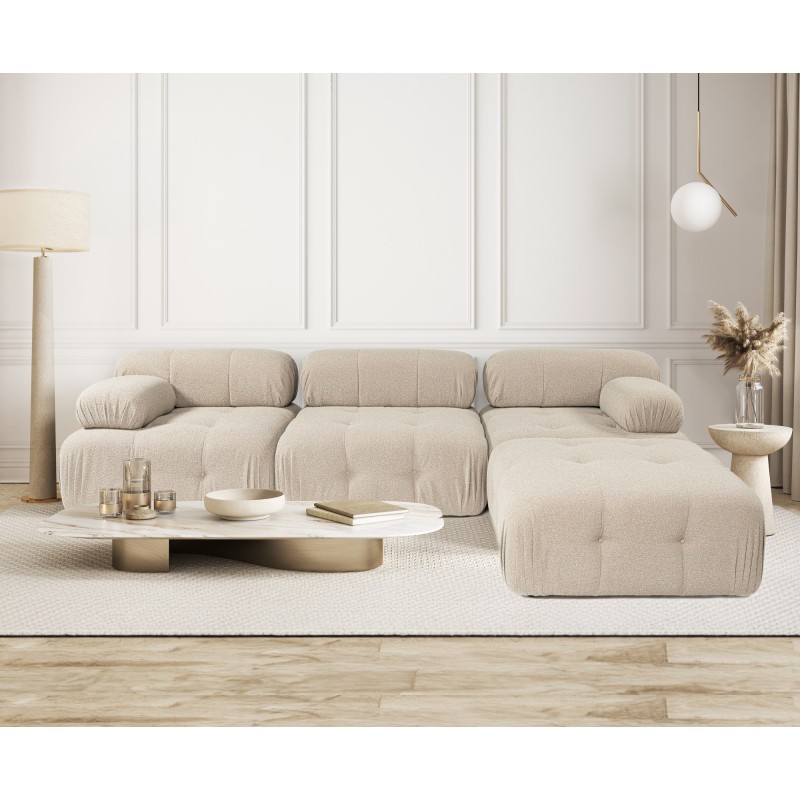 Γωνιακός Καναπές  Doblo με Πουφ ( L1-O1-1R-Pouffe) - Χρώμα Peach - 300x200x80εκ