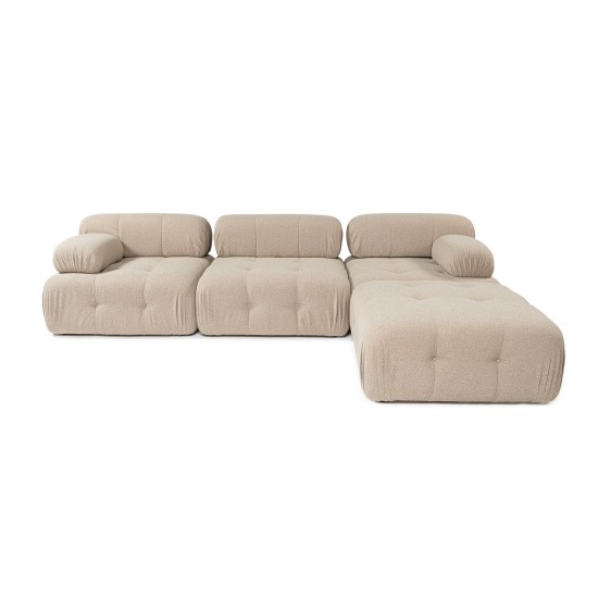 Corner Sofa Doblo 3 Seater with Pouffe ( L1-O1-1R-Pouffe) - Peach Peach Corner Sofa Doblo 3 Seater with Pouffe ( L1-O1-1R-Pouffe) - Peach Peach