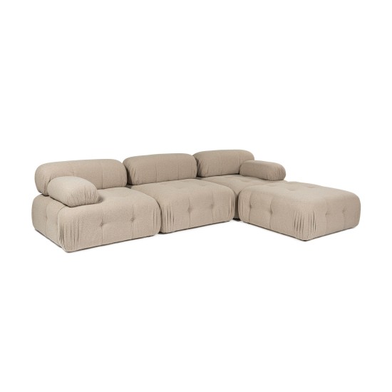 Corner Sofa Doblo 3 Seater with Pouffe ( L1-O1-1R-Pouffe) - Peach Peach Corner Sofa Doblo 3 Seater with Pouffe ( L1-O1-1R-Pouffe) - Peach Peach