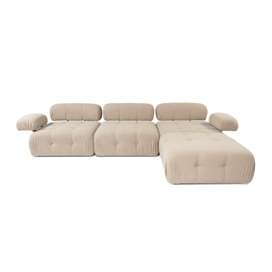 Corner Sofa Doblo 3 Seater with Pouffe ( L1-O1-1R-Pouffe) - Peach Peach Corner Sofa Doblo 3 Seater with Pouffe ( L1-O1-1R-Pouffe) - Peach Peach