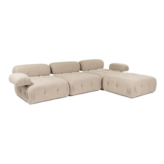 Corner Sofa Doblo 3 Seater with Pouffe ( L1-O1-1R-Pouffe) - Peach Peach Corner Sofa Doblo 3 Seater with Pouffe ( L1-O1-1R-Pouffe) - Peach Peach
