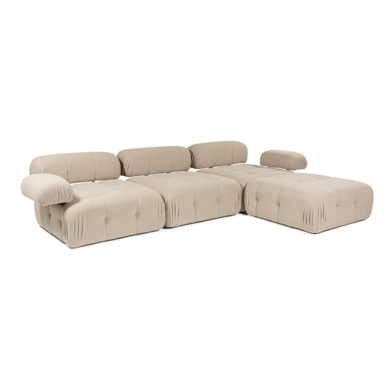 Γωνιακός Καναπές  Doblo με Πουφ ( L1-O1-1R-Pouffe) - Χρώμα Peach - 300x200x80εκ