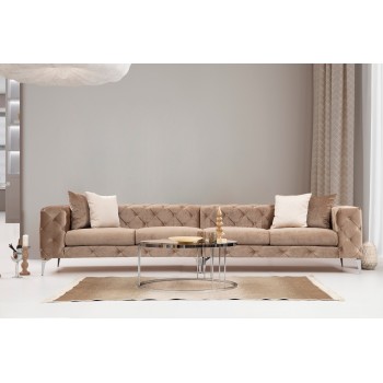 Καναπές Chesterfield 4θέσιος Como 344x90x72εκ - Dark Cream 