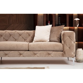 Καναπές Chesterfield 4θέσιος Como 344x90x72εκ - Dark Cream 