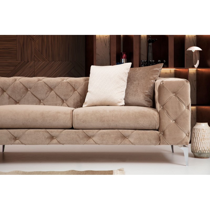 Καναπές Chesterfield 4θέσιος Como 344x90x72εκ - Dark Cream
