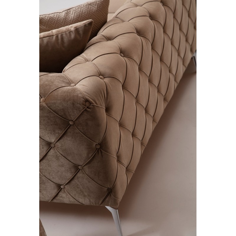 Καναπές Chesterfield 4θέσιος Como 344x90x72εκ - Dark Cream