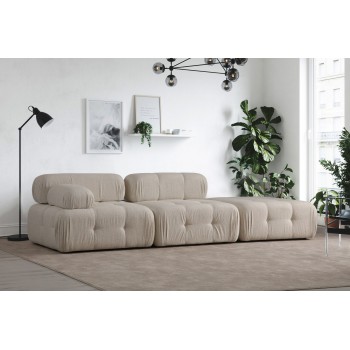 3-Seat Sofa Doblo 3 Seater ( L1-O1-Pouffe) Cream Bouclette Cream