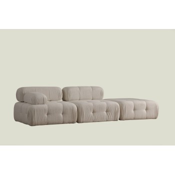 3-Seat Sofa Doblo 3 Seater ( L1-O1-Pouffe) Cream Bouclette Cream