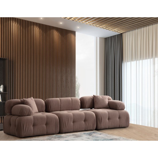 Τριθέσιος Καναπές Doblo ( L1-O1-1R) - Χρώμα Cappucino 315x105x80εκ