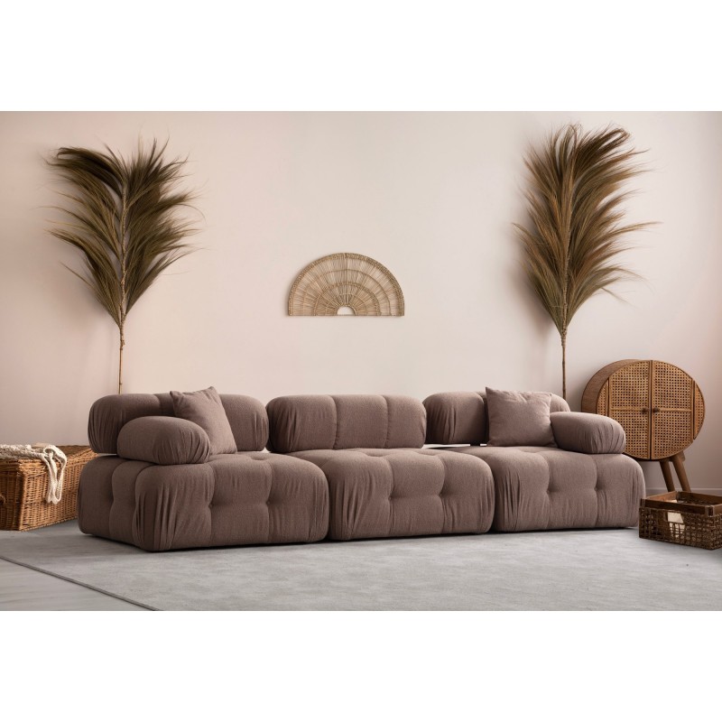 Τριθέσιος Καναπές Doblo ( L1-O1-1R) - Χρώμα Cappucino 315x105x80εκ