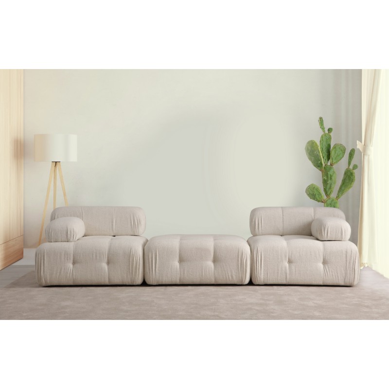 3-Seat Sofa Doblo 3 Seater ( L1-Pouffe-1R) - Cream Bouclette Cream