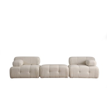 3-Seat Sofa Doblo 3 Seater ( L1-Pouffe-1R) - Cream Bouclette Cream