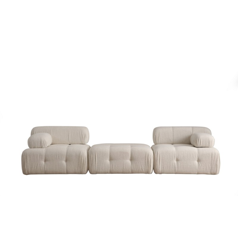 3-Seat Sofa Doblo 3 Seater ( L1-Pouffe-1R) - Cream Bouclette Cream