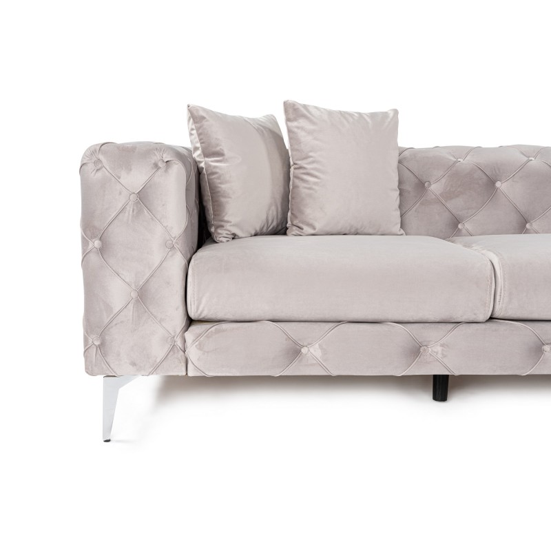 Καναπές Chesterfield 4θέσιος Como - Χρώμα Ανοιχτό Γκρι 