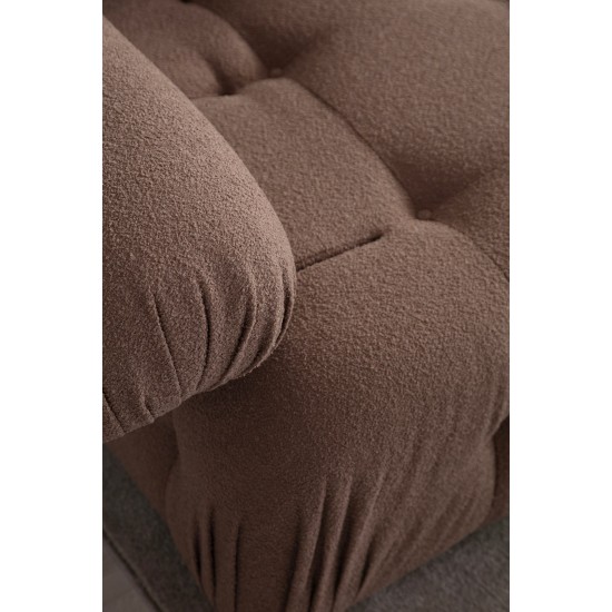Τριθέσιος Καναπές Doblo( L1-Pouffe-1R) - Χρώμα Cappucino