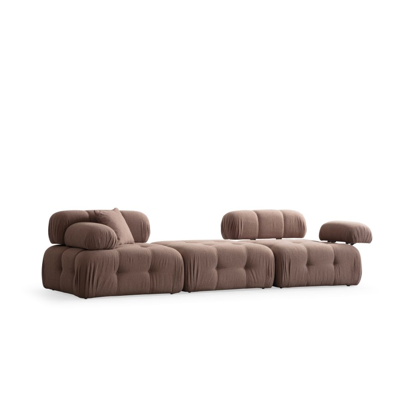 Τριθέσιος Καναπές Doblo( L1-Pouffe-1R) - Χρώμα Cappucino