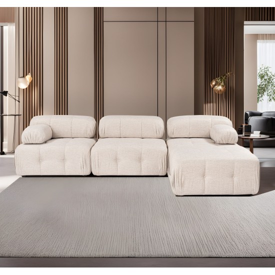 Corner Sofa Doblo 3 Seater with Pouffe ( L1-O1-1R-Pouffe) - Light Brown Light Brown Corner Sofa Doblo 3 Seater with Pouffe ( L1-O1-1R-Pouffe) - Light Brown Light Brown