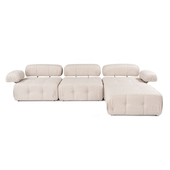 Corner Sofa Doblo 3 Seater with Pouffe ( L1-O1-1R-Pouffe) - Light Brown Light Brown Corner Sofa Doblo 3 Seater with Pouffe ( L1-O1-1R-Pouffe) - Light Brown Light Brown