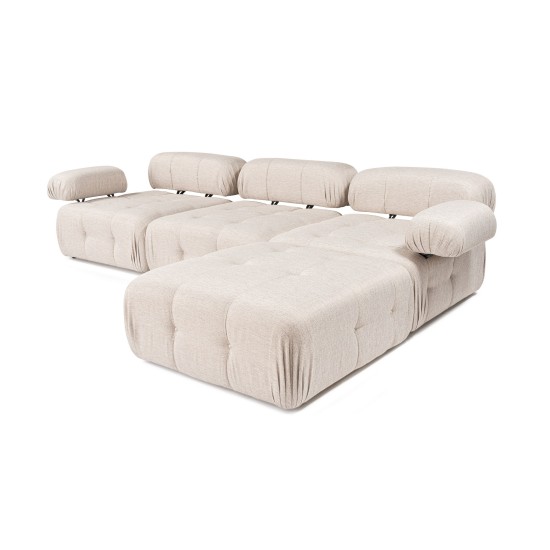 Corner Sofa Doblo 3 Seater with Pouffe ( L1-O1-1R-Pouffe) - Light Brown Light Brown Corner Sofa Doblo 3 Seater with Pouffe ( L1-O1-1R-Pouffe) - Light Brown Light Brown