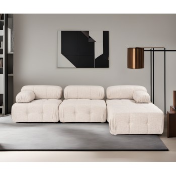 Γωνιακός Καναπές Doblo με Πουφ ( L1-O1-1R-Pouffe) - Χρώμα Light Brown - 315x210x80εκ