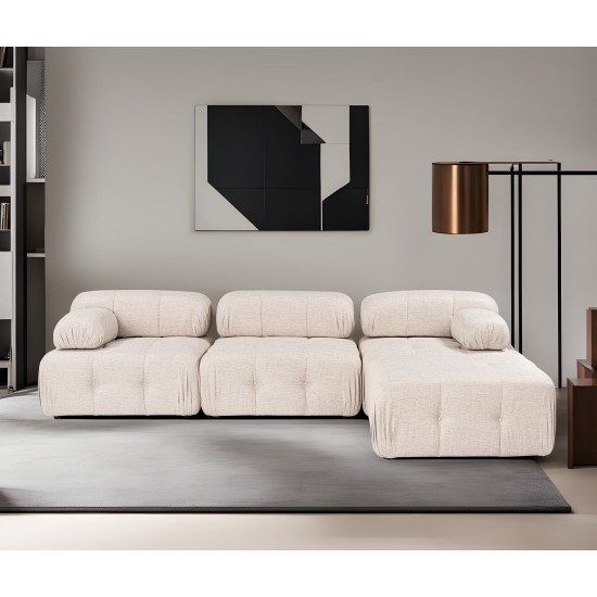 Corner Sofa Doblo 3 Seater with Pouffe ( L1-O1-1R-Pouffe) - Light Brown Light Brown Corner Sofa Doblo 3 Seater with Pouffe ( L1-O1-1R-Pouffe) - Light Brown Light Brown