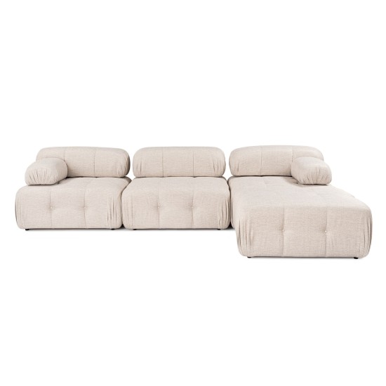 Corner Sofa Doblo 3 Seater with Pouffe ( L1-O1-1R-Pouffe) - Light Brown Light Brown Corner Sofa Doblo 3 Seater with Pouffe ( L1-O1-1R-Pouffe) - Light Brown Light Brown