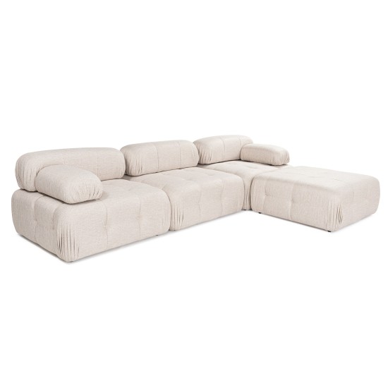 Corner Sofa Doblo 3 Seater with Pouffe ( L1-O1-1R-Pouffe) - Light Brown Light Brown Corner Sofa Doblo 3 Seater with Pouffe ( L1-O1-1R-Pouffe) - Light Brown Light Brown