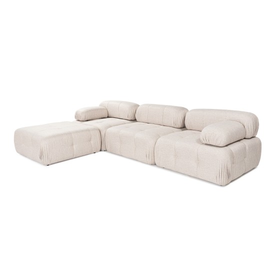 Corner Sofa Doblo 3 Seater with Pouffe ( L1-O1-1R-Pouffe) - Light Brown Light Brown Corner Sofa Doblo 3 Seater with Pouffe ( L1-O1-1R-Pouffe) - Light Brown Light Brown