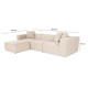 Corner Sofa Lora (L1-O1-1R-POUFFE ) - Peach Peach Corner Sofa Lora (L1-O1-1R-POUFFE ) - Peach Peach