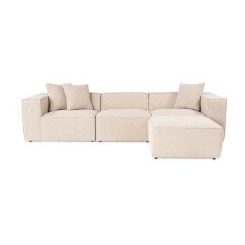 Corner Sofa Lora (L1-O1-1R-POUFFE ) - Peach Peach