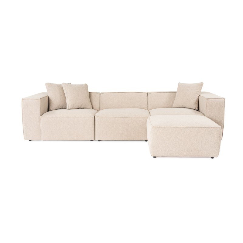 Corner Sofa Lora (L1-O1-1R-POUFFE ) - Peach Peach
