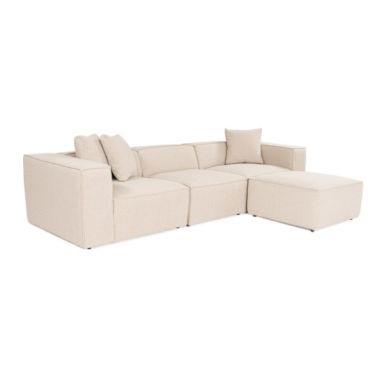 Corner Sofa Lora (L1-O1-1R-POUFFE ) - Peach Peach Corner Sofa Lora (L1-O1-1R-POUFFE ) - Peach Peach