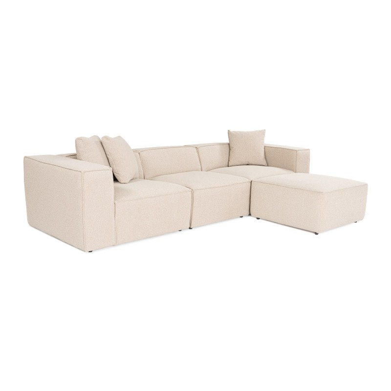 Corner Sofa Lora (L1-O1-1R-POUFFE ) - Peach Peach