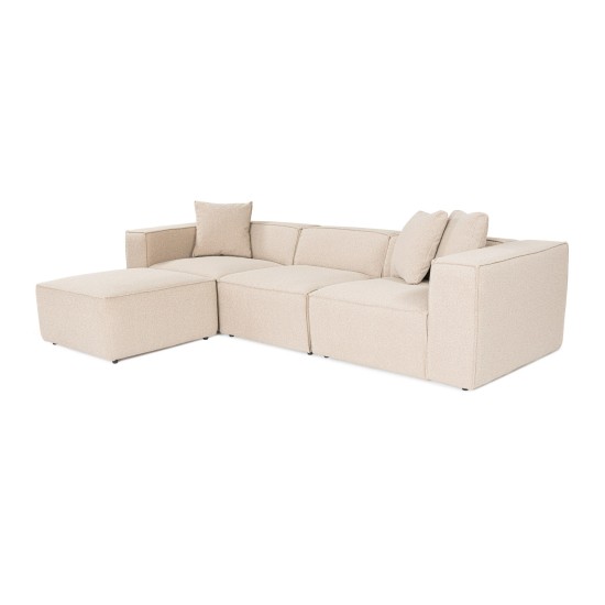 Corner Sofa Lora (L1-O1-1R-POUFFE ) - Peach Peach Corner Sofa Lora (L1-O1-1R-POUFFE ) - Peach Peach