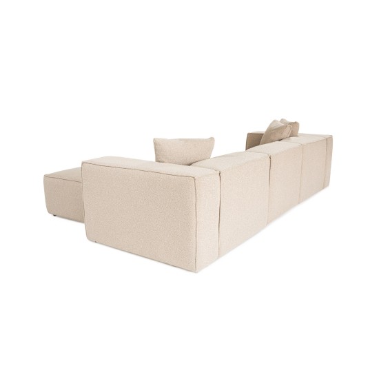 Corner Sofa Lora (L1-O1-1R-POUFFE ) - Peach Peach Corner Sofa Lora (L1-O1-1R-POUFFE ) - Peach Peach