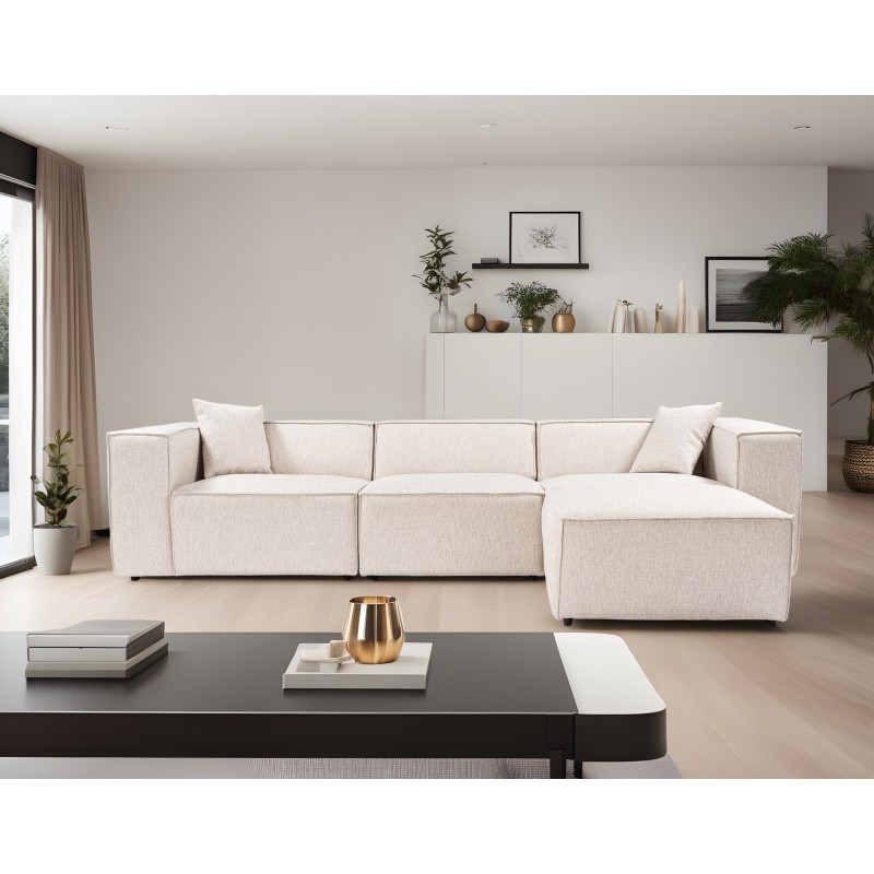 Corner Sofa Lora (L1-O1-1R-POUFFE ) - Light Brown Light Brown